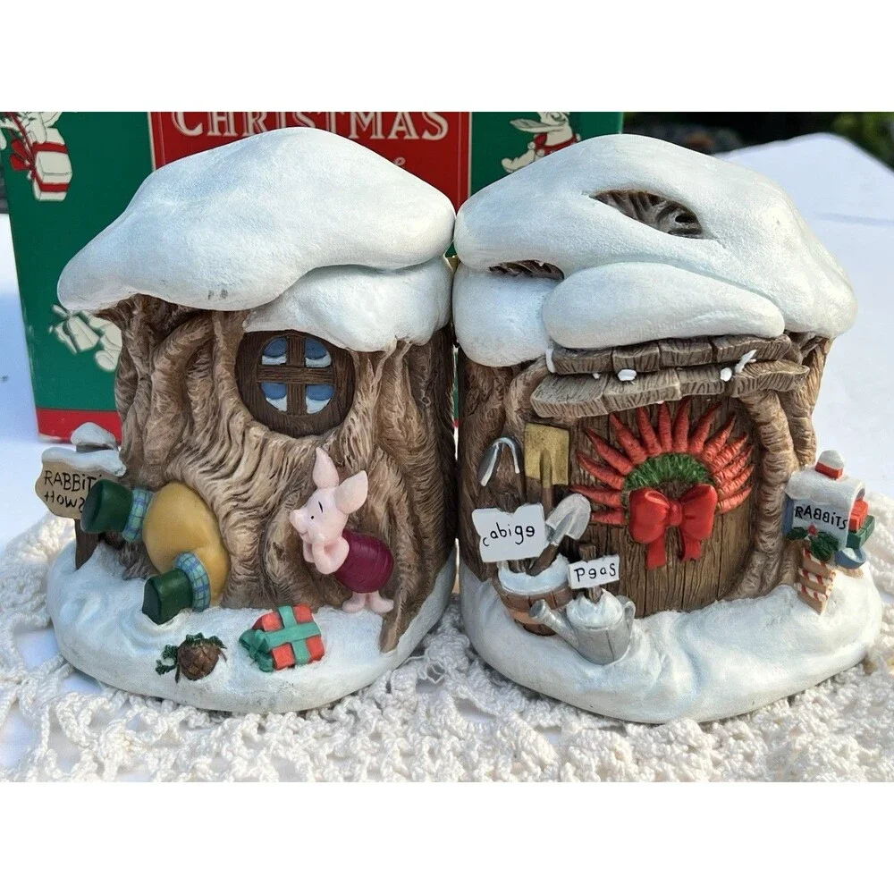 Vintage Disney Christmas At Our House Winnie Pooh Rabbit Piglet Hinged Tree 1995